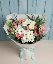 Букет цветов из:  Розы, Лизиантусы и Хризантемы в Татарске