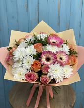 Букет цветов из:  Розы, Герберы и Хризантемы в Татарске
