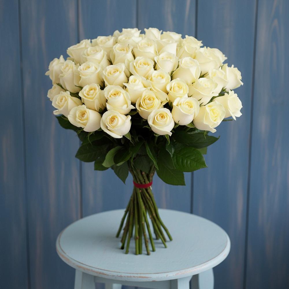 Букет 51 Белая роза Эдлесс Лав в Татарске