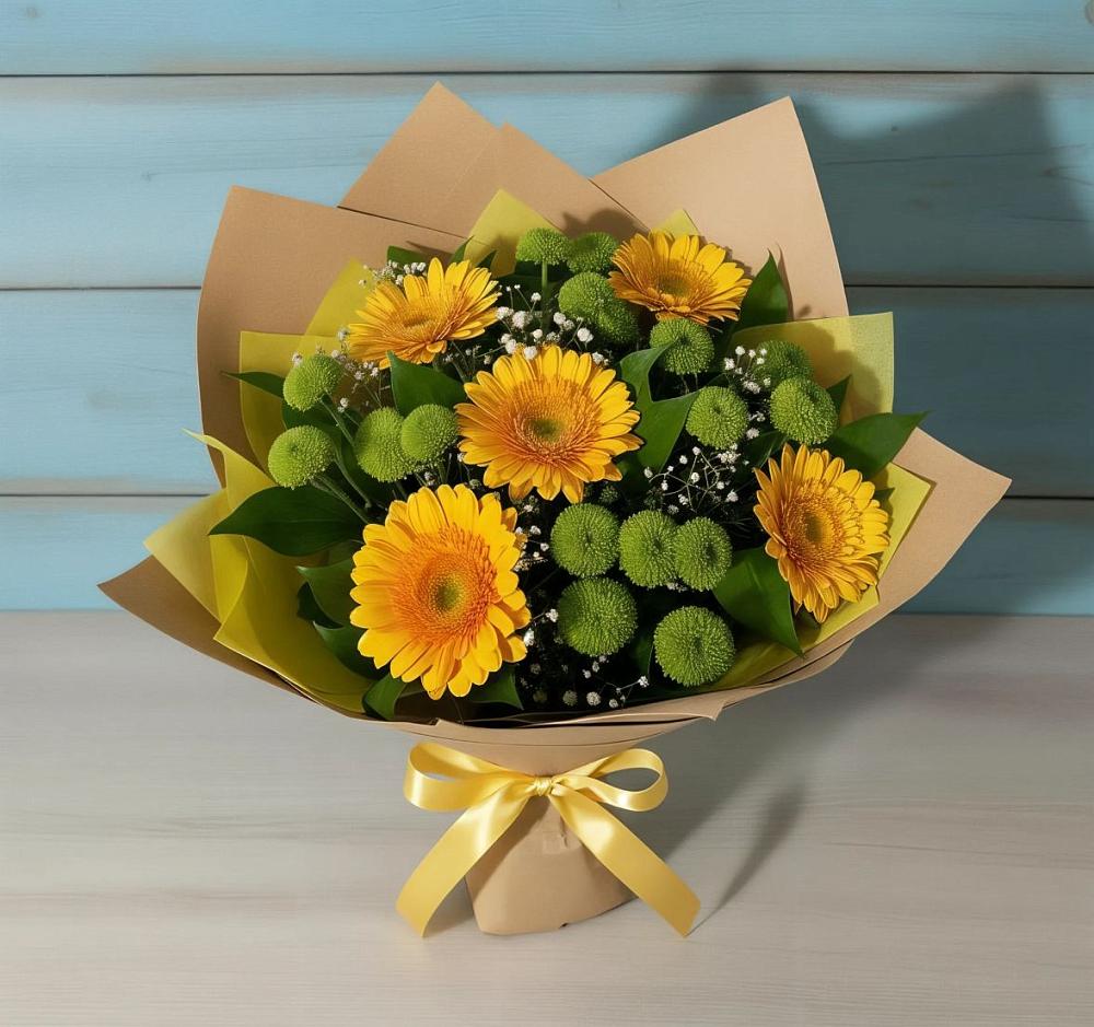 Букет цветов из: Герберы и Хризантемы в Татарске