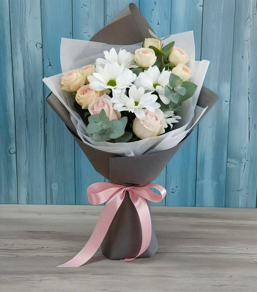 Букет цветов из: Хризантемы и Розы в Татарске
