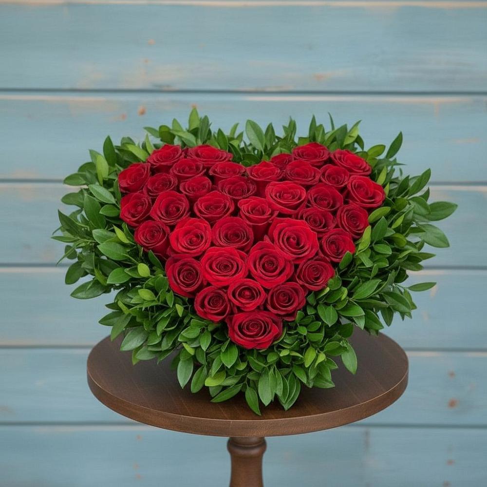 Цветочная композиция из Розы в виде сердца в Татарске