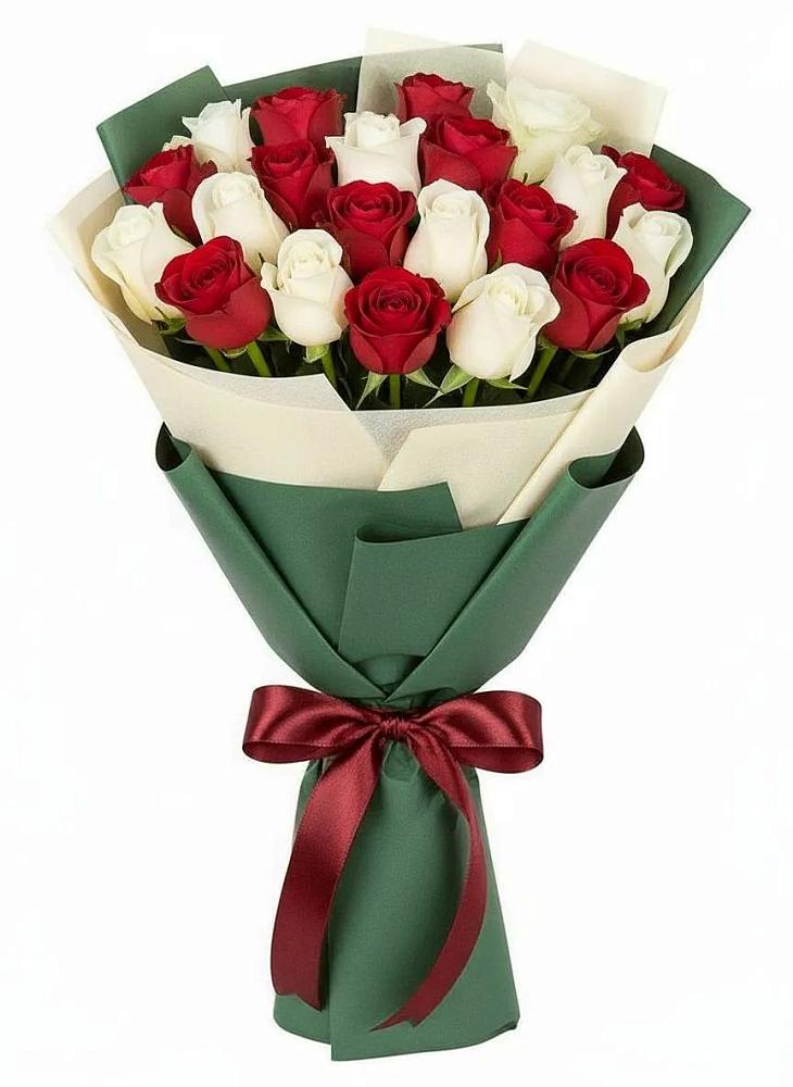 Букет Микс из красных и белых роз в Татарске