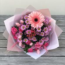 Букет цветов из:  Розы, Герберы и Хризантемы #REPLACE_PRED# Татарске