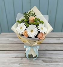 Букет цветов из:  Герберы, Розы и Хризантемы в Татарске