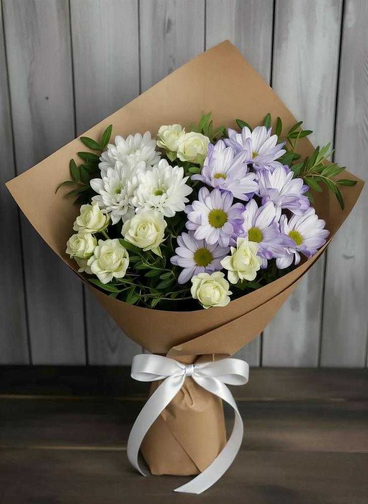 Букет цветов из: Хризантемы и Розы в Татарске